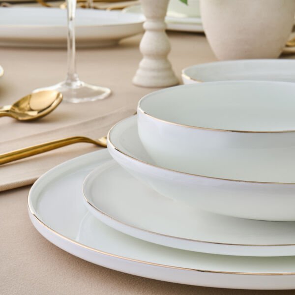 Karaca Fine Bone Meridian 55 Parça 12 Kişilik Yemek Takımı Gold