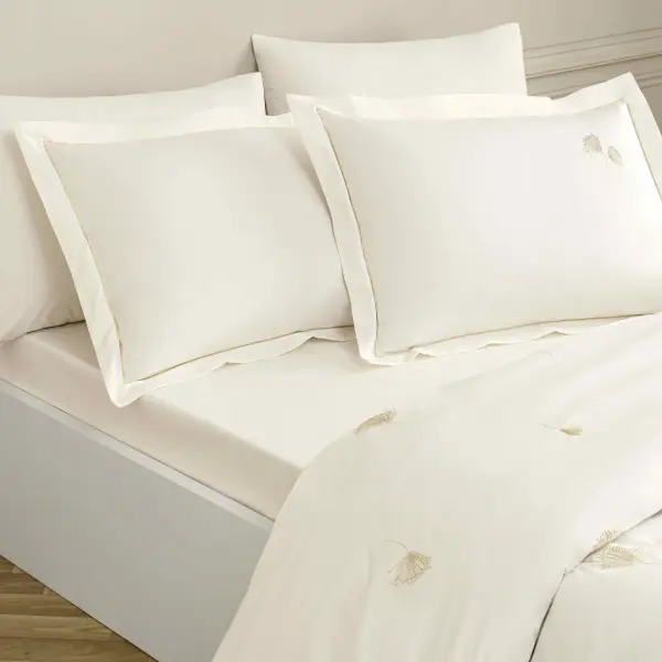 Linens Premium Dandelo Pamuk Brode Çift Kişilik Nevresim Takımı Beyaz