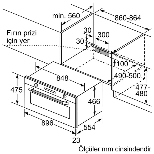 iQ500 Ankastre Fırın 90 x 48 cm Inox