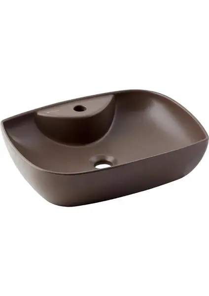 Seramiksan Dies Oval Mat Kahverengi Delikli Lavabo 50 cm