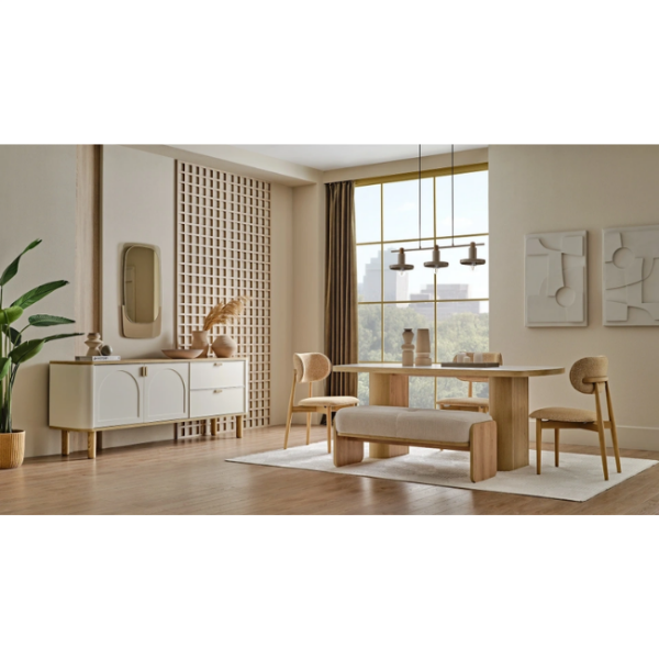LEGNA Sabit Yemek Masası - Mermer Desenli - 180x100 cm