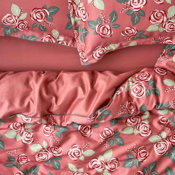 %100 Pamuk Saten Rose Çift Kişilik Nevresim Seti Mürdüm (200x220 cm)