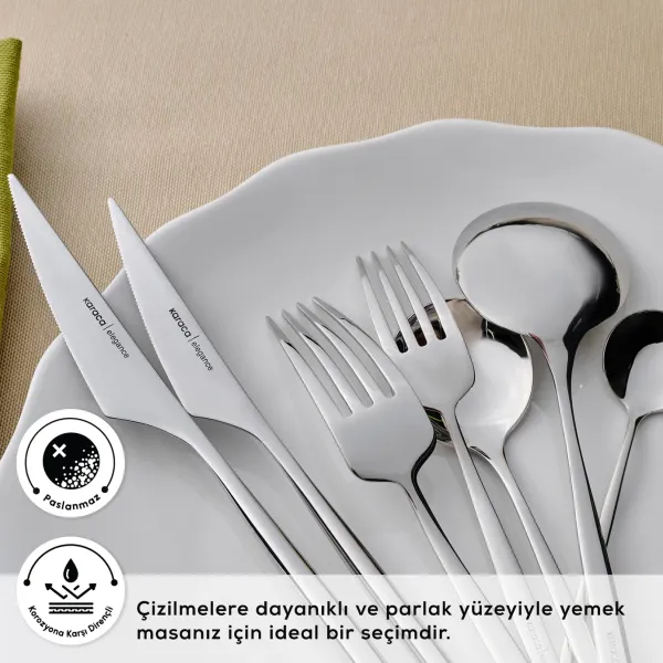 Karaca Elegance Braga Platin 12 Kişilik 84 Parça Çatal Kaşık Bıçak Takımı