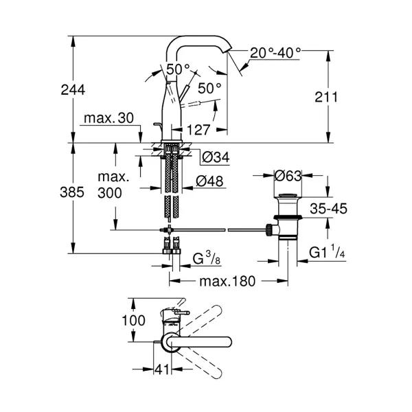 Grohe Essence Tek Kumandalı Lavabo Bataryası 1/2''l - 24174da1