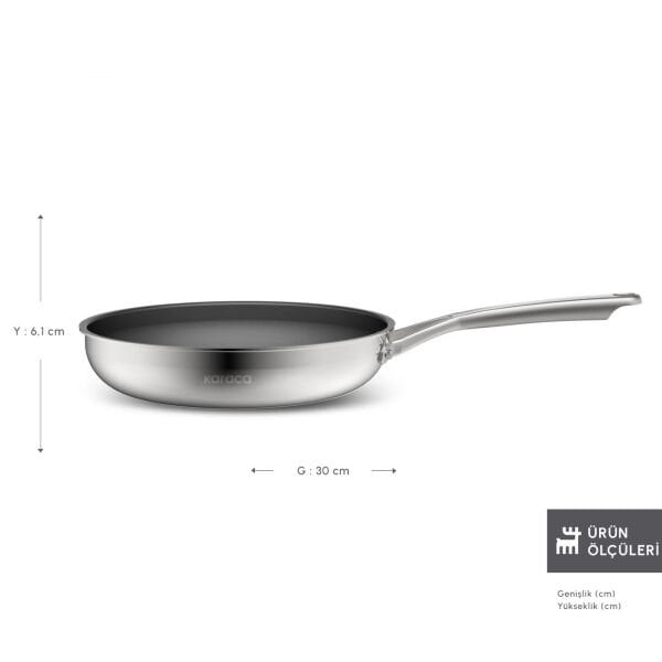 Karaca Plasma Steel 3Ply İndüksiyon Tabanlı Çelik Tava 30 Cm