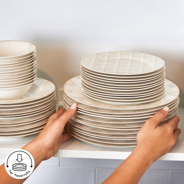 Karaca Elegance Bone Siena 53 Parça 12 Kişilik Yemek Takımı Gold