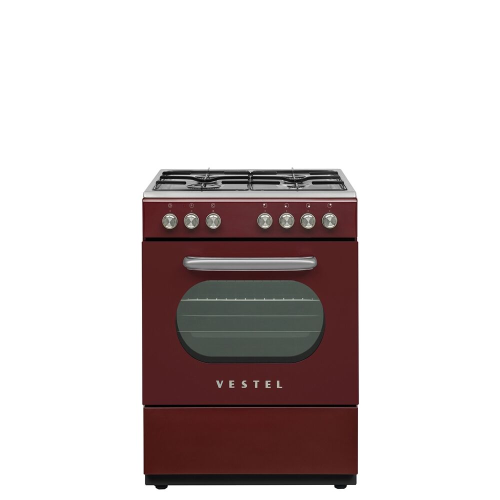 Vestel Retro SF 84011 DG Bordo 4 Gözü Gazlı A Enerji Sınıfı Solo Fırın