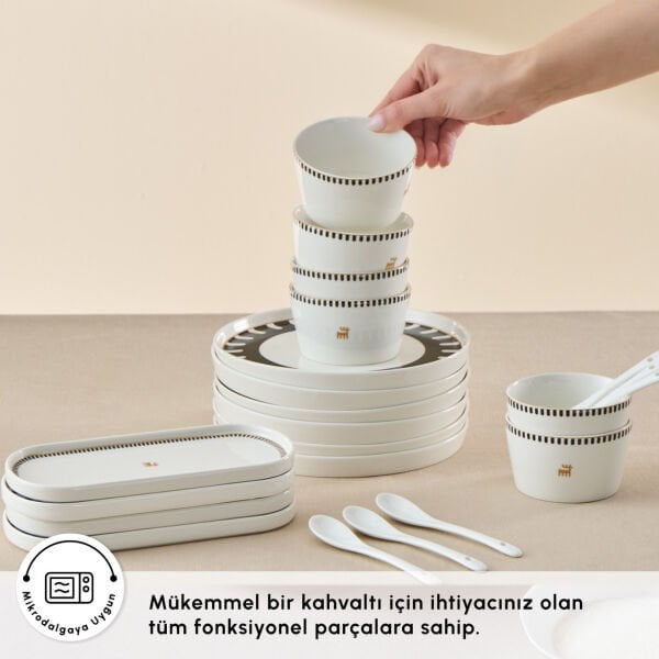 Karaca Stream Bone Kore 22 Parça 6 Kişilik Kahvaltı Takımı