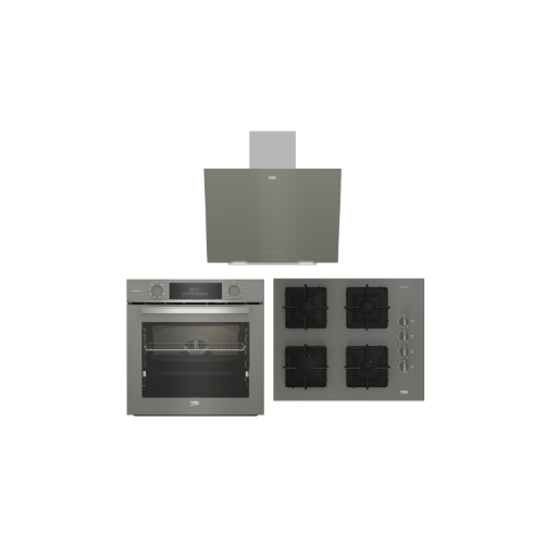 KARE OCAKLI GRİ BUHAR DESTEKLİ CAM SET