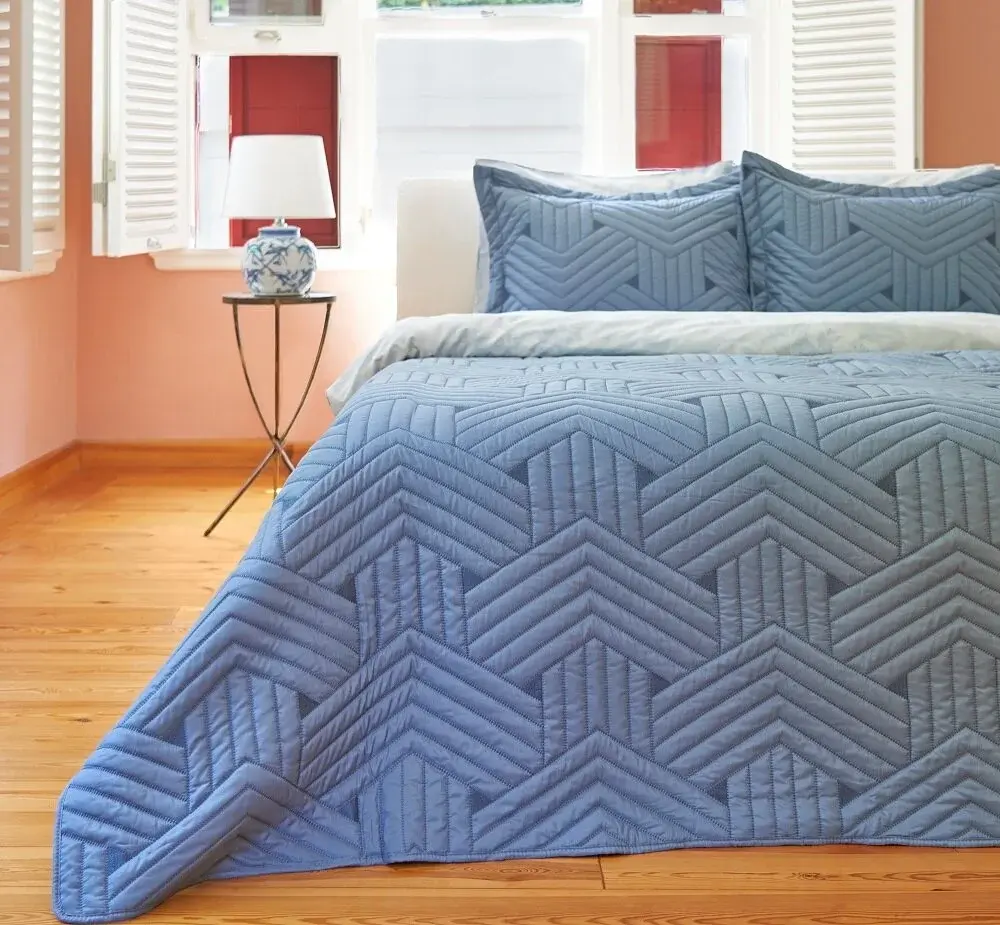 Linens Vita Çift Kişilik Yatak Örtüsü Seti Mavi