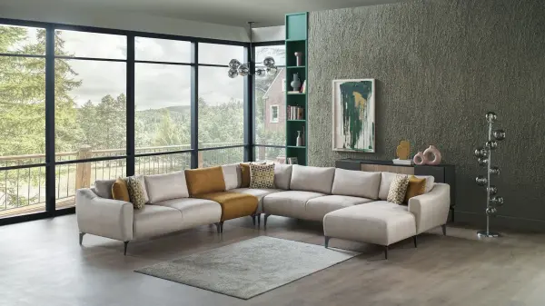 Sanvela Köşe Takımı Modüler - Krem - Füme Ayak