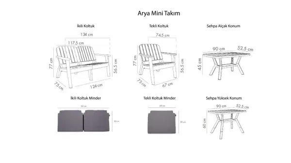 Arya Bahçe Mobilyası Takımı - Vizon Vizon