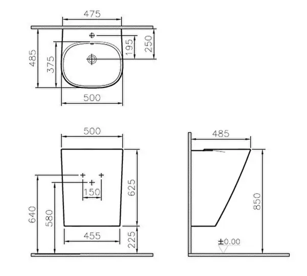 Frame Yarı monoblok lavabo