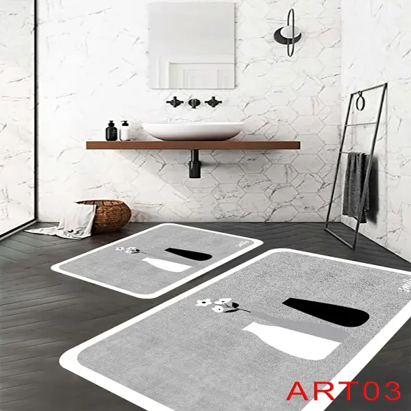 Eco Concept Banyo Paspası, Kaymaz Taban, Çiçek Desenli, Klozet Takımı, Dekoratif Paspas, Hediyelik, Çeyizlik