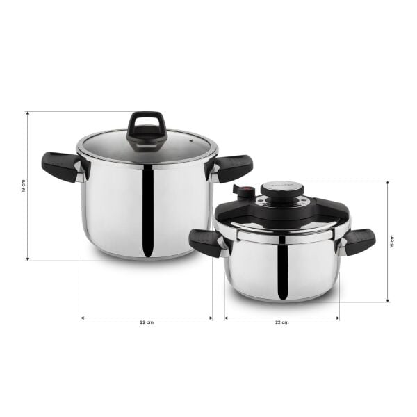 Schafer Compact 4 Parça Düdüklü Tencere Seti 4+6,5 L-Siyah