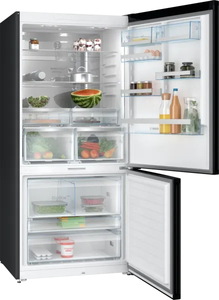 Serie 8 Alttan Donduruculu Buzdolabı 186 x 86 cm Parmak izi bırakmayan siyah inoks, Total No Frost