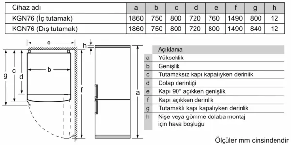 Serie 6 Alttan Donduruculu Buzdolabı 186 x 75 cm Parmak izi bırakmayan siyah inoks, Total No Frost