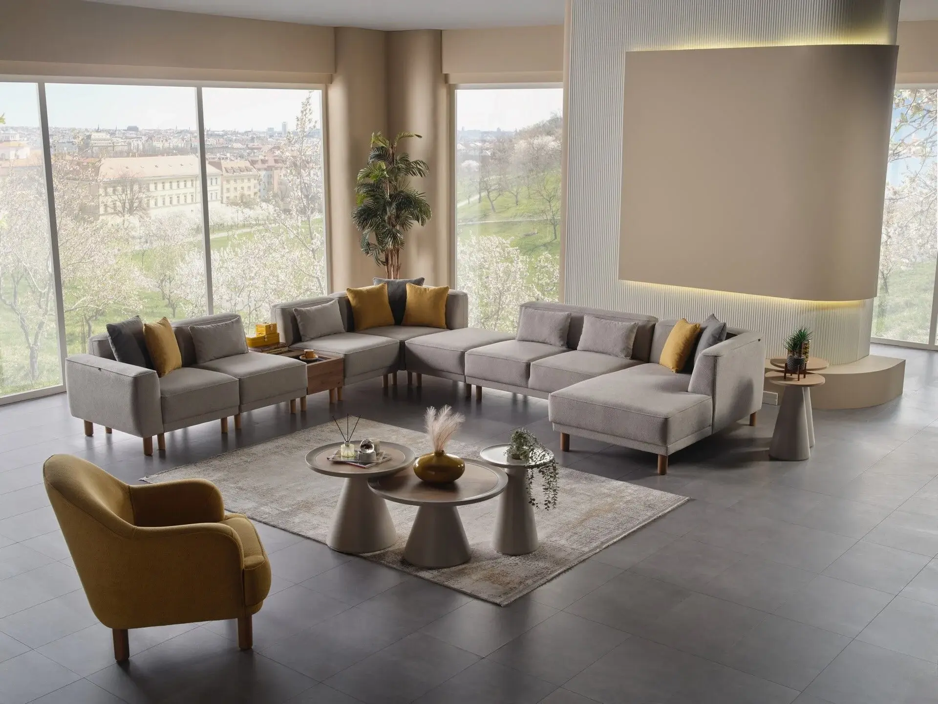 Mary X Köşe Koltuk Borneo Gri