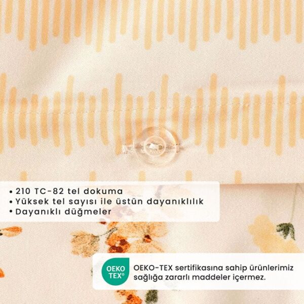 %100 Pamuk Saten Leora Çift Kişilik Nevresim Seti Somon (200x220 cm)